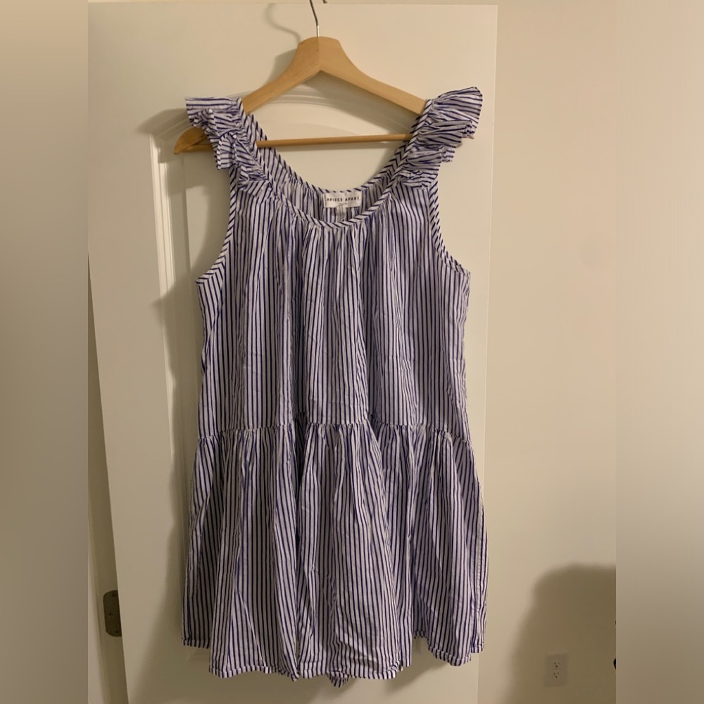 Apiece Apart Verder Ruffle Striped Mini Dress in Navy size M
